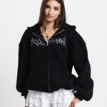 CRYSTALAND BLACK ZIP UP HOODIE