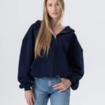 CRYSTALAND ESSENTIAL DARK NAVY ZIP HOODIE