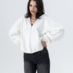 CRYSTALAND ESSENTIAL ECRU ZIP HOODIE