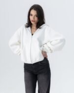 CRYSTALAND ESSENTIAL ECRU ZIP HOODIE