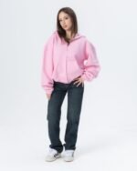 CRYSTALAND ESSENTIAL BABY PINK ZIP HOODIE - obrazek 2