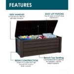 💕Wyprzedaż💕Keter Outdoor Storage Deck Box, 150 galonowy kosz na śmieci z żywicy i ławka tarasowa - obrazek 4